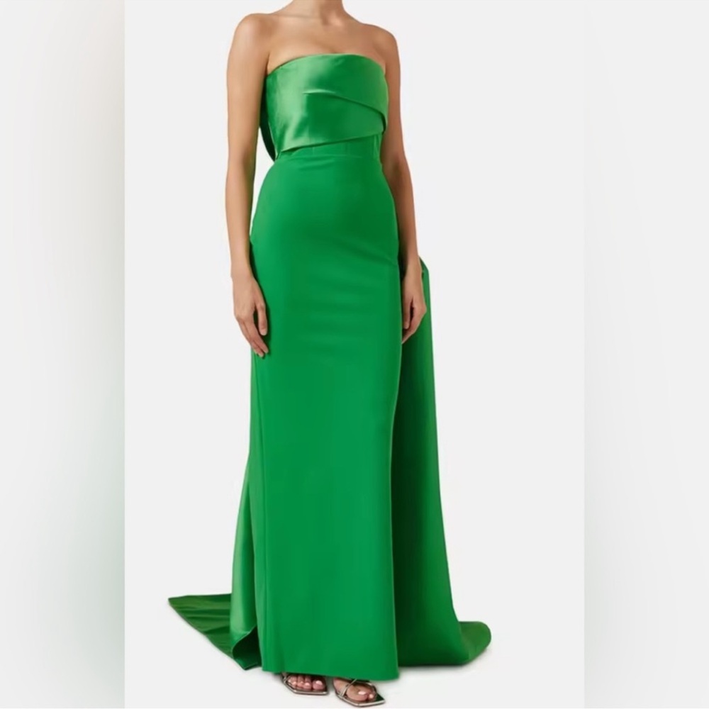 Solace London Green Strapless Maxi Dress